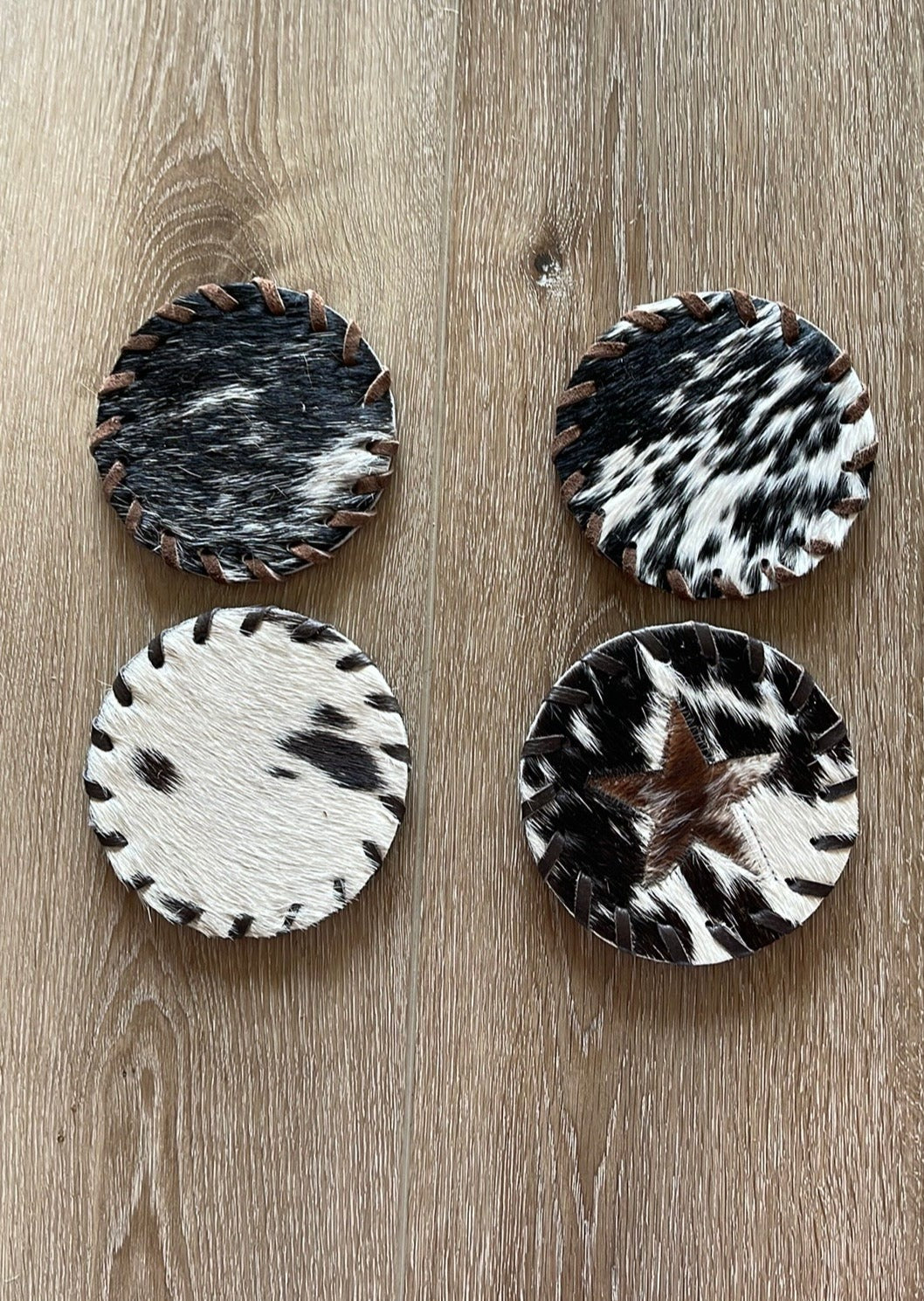 Texas Star Western Cowhide Coasters Set of 4