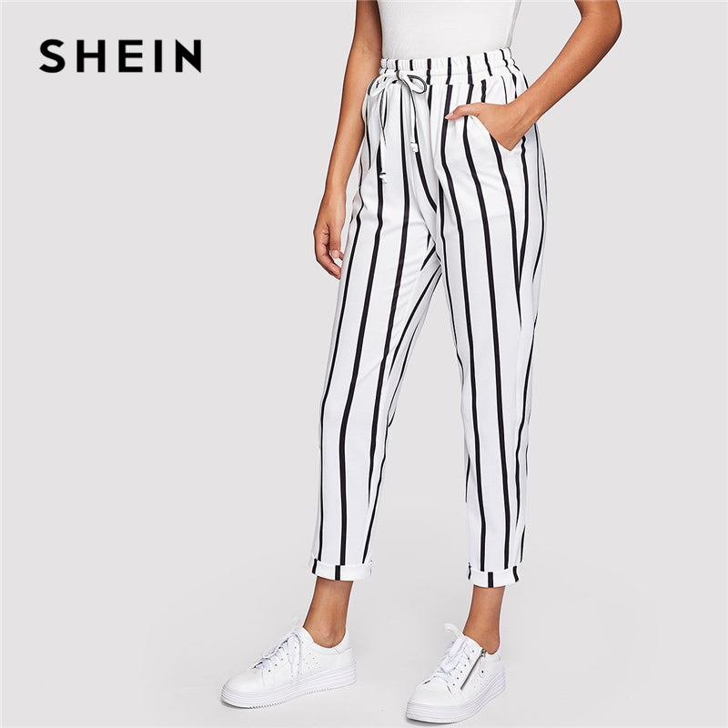 black striped high waisted pants