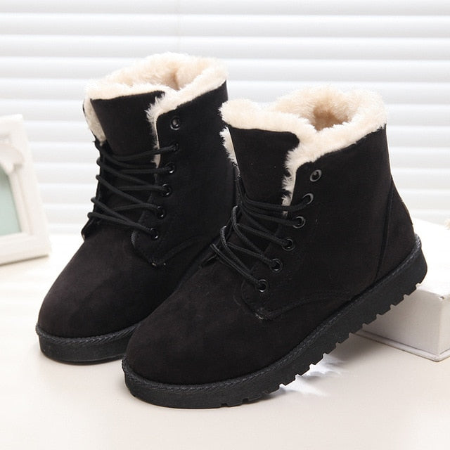 suede boots in snow