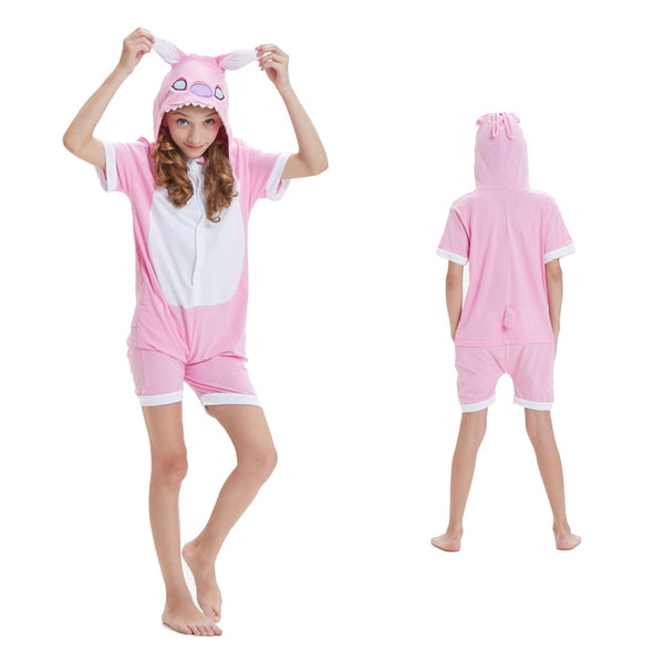 Kids Summer Animal Pajamas Pink Stitch Cosplay Costume CMD134