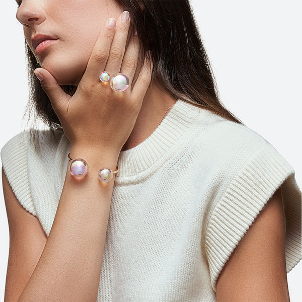 Bracelet perles fines noires (plaqué or), By Jollia - Jollia