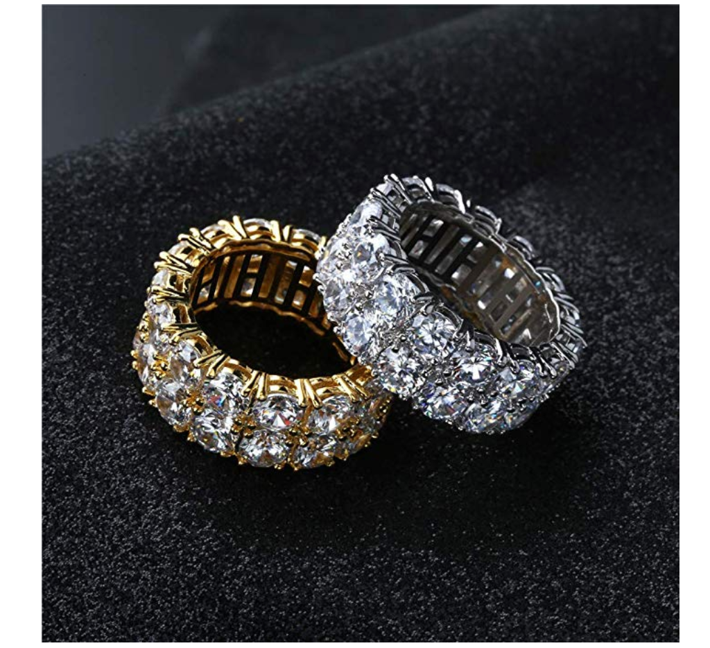 Tennis Ring Solitaire Simulated Diamond Ring Hip Hop Jewelry Iced Out