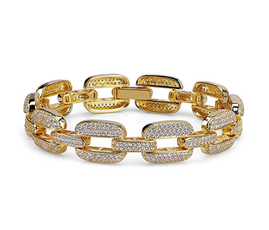 Mariner Link Bracelet Simulated Diamond Cluster Gucci Link Gold Silver ...