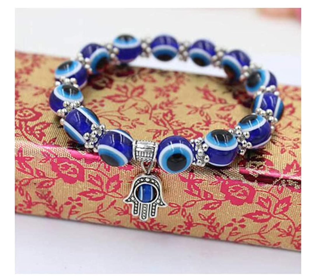 Silver Blue Evil Eye Bracelet Muslim Jewelry Lucky Charm Gift Islamic ...