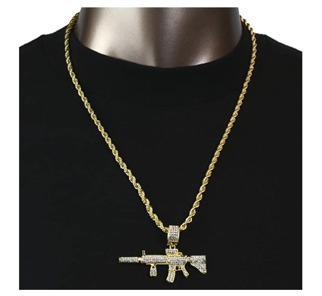 M4 Assault Rifle AR Chain Machine Gun Necklace AK 47 Chopper Pendant S ...