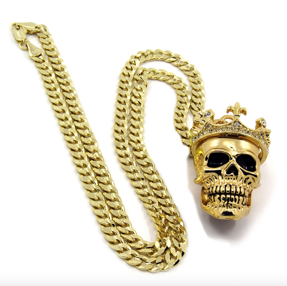 Gold Crown Skull Chain King Skull Head Necklace Skull Pendant Rapper I ...