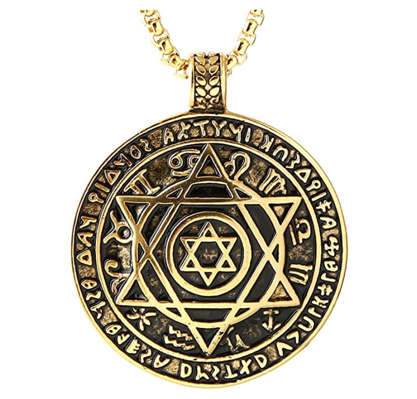 Jewish Sigil Chain Hebrew Six-Pointed Star 12 Constellation Solomon Se ...