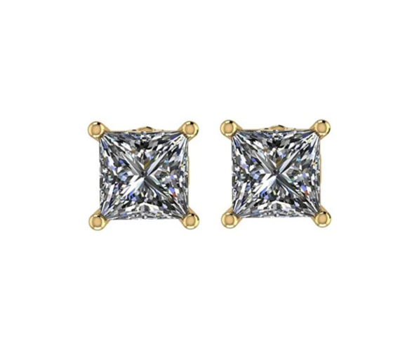 7mm Gold Square Stud Earring Diamond Earring Men Silver Earrings Hip H ...