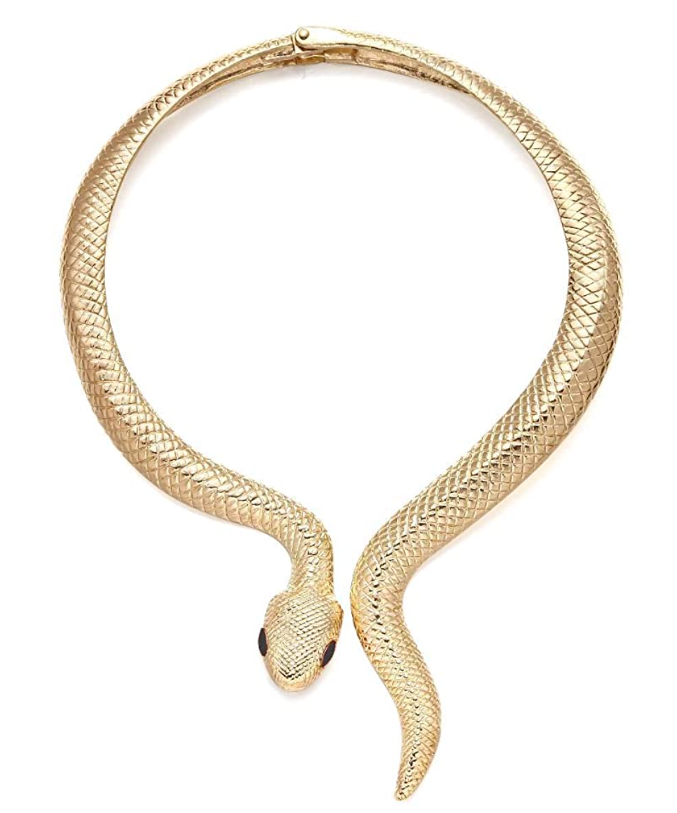 Curved Snake Collar Necklace Snake Jewelry Serpent Chain Silver Gold C ...