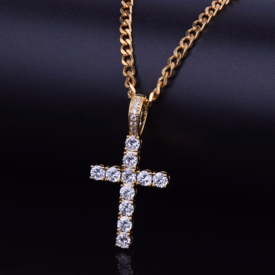 Silver Jesus Cross Pendant Necklace Cross Gold Chain Christian Jewelry ...