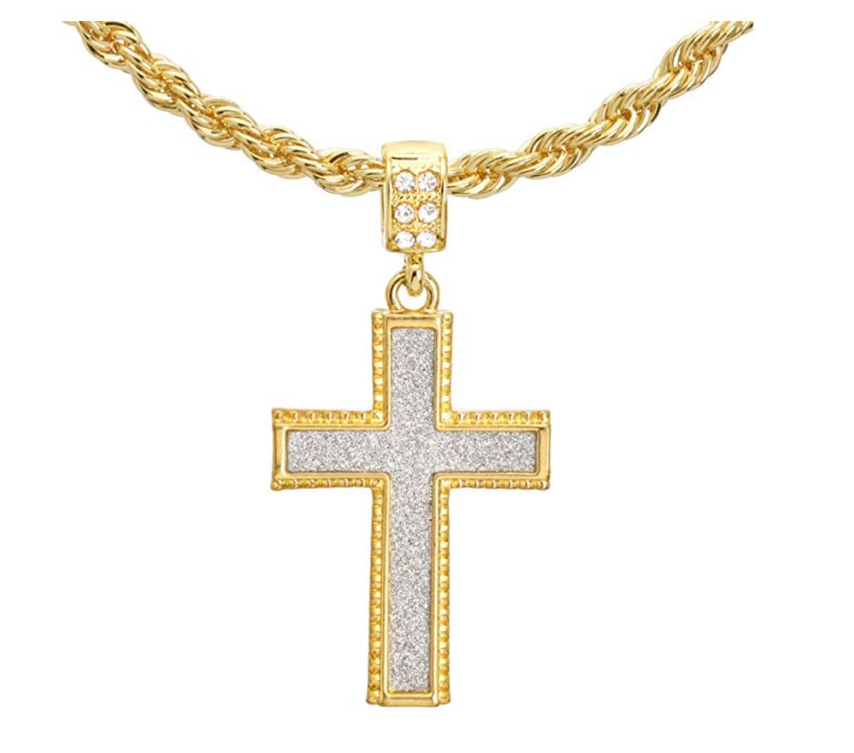 Gold Cross Necklace Jesus Necklace Cross Pendant Hip Hop Rapper Bling ...