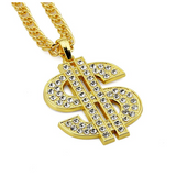 Money Necklace Gold Color Metal Alloy Cash Money Chain Simulated Diamo ...