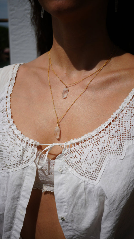 Gold Filled Herkimer Diamond Raindrop Necklace, Mother's Day Gift