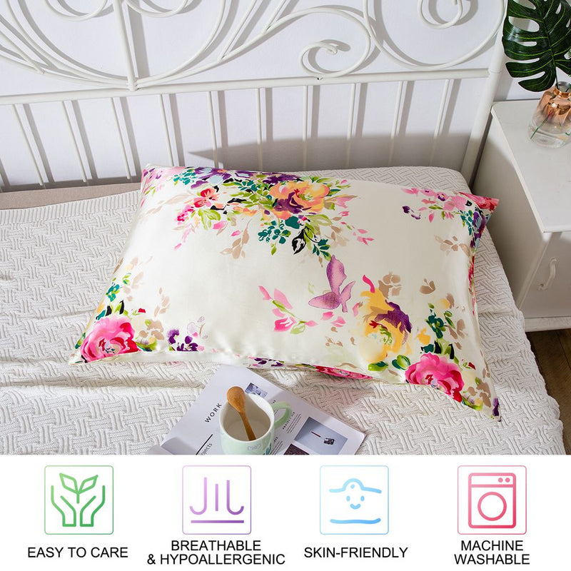 16MM Floral Silk Pillowcase 100% Pure Silk | Hidden Zipper – SLPBABY