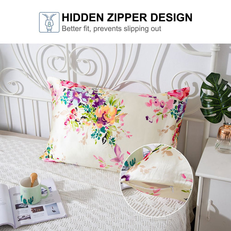 16MM Floral Silk Pillowcase 100% Pure Silk | Hidden Zipper – SLPBABY