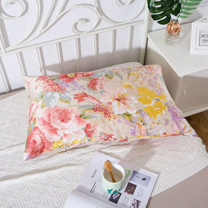 16MM Floral Silk Pillowcase 100% Pure Silk | Hidden Zipper – SLPBABY