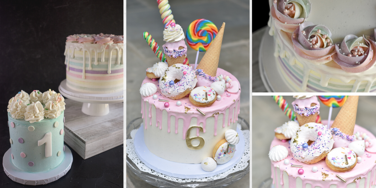 Candy Drip cake, Pastel Striped cake plus Smash Cake