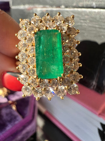 The Duchess Vintage Emerald & Diamond 18K Yellow Ring