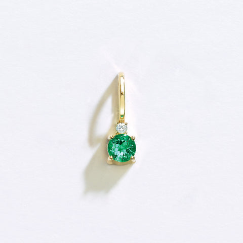 Perfect May Birthstone Emerald Gemstone and Diamond Charm Pendant