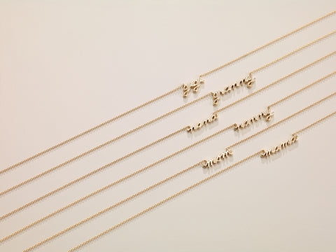 Script 14K Gold Necklaces for Mother's Day Mama Mom Nana Gigi