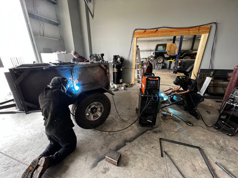 Welding on the offroad trailer