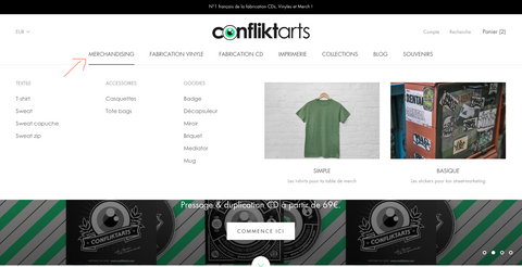 Menu site Conflikt Arts