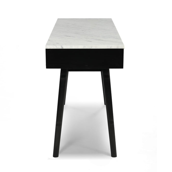 Viola 44" Rectangular Italian Carrara White Marble Writing Desk with Legs