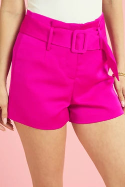 high waist belted shorts