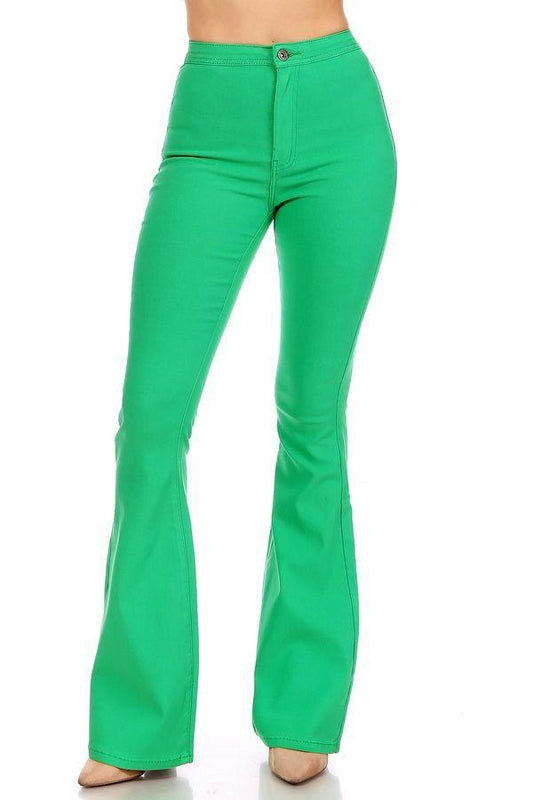 GP2610 High waist super stretch bell bottom pants