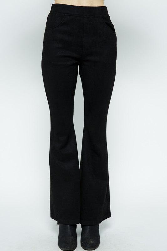 elastic suede bell bottoms