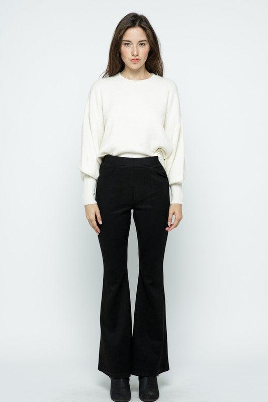 elastic suede bell bottoms