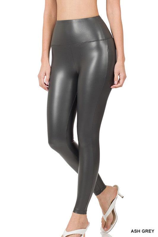 high rise leather leggings