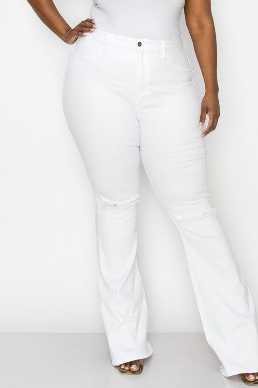 PLUS White Flare Jeans