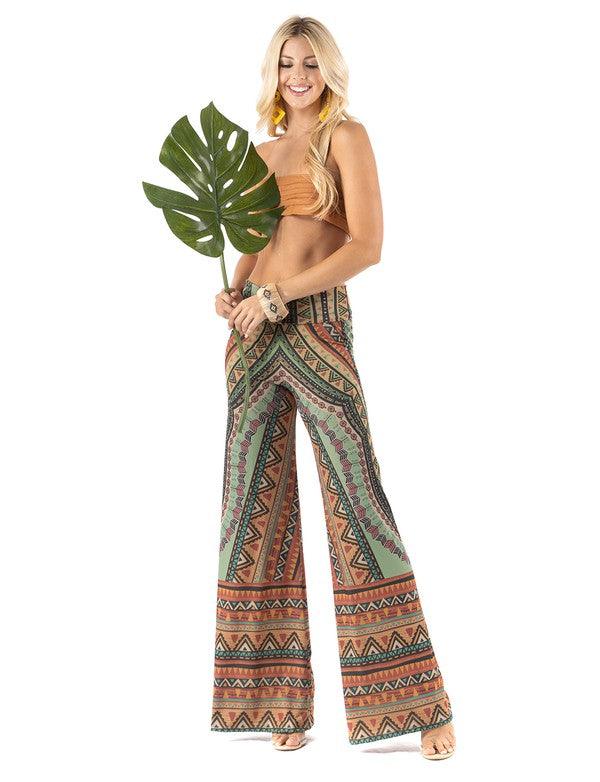 PLUS multicolor tribal print palazzo pants