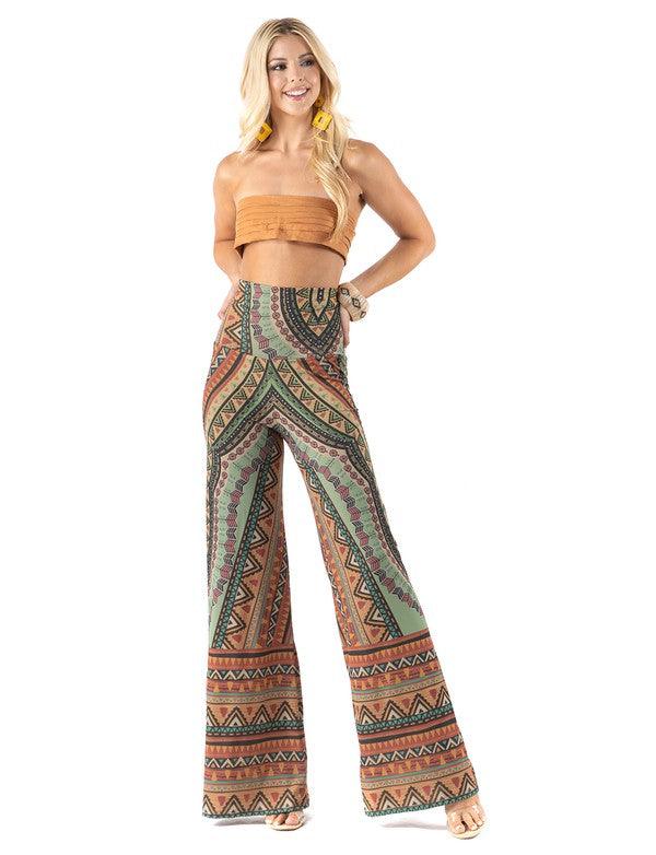 PLUS multicolor tribal print palazzo pants