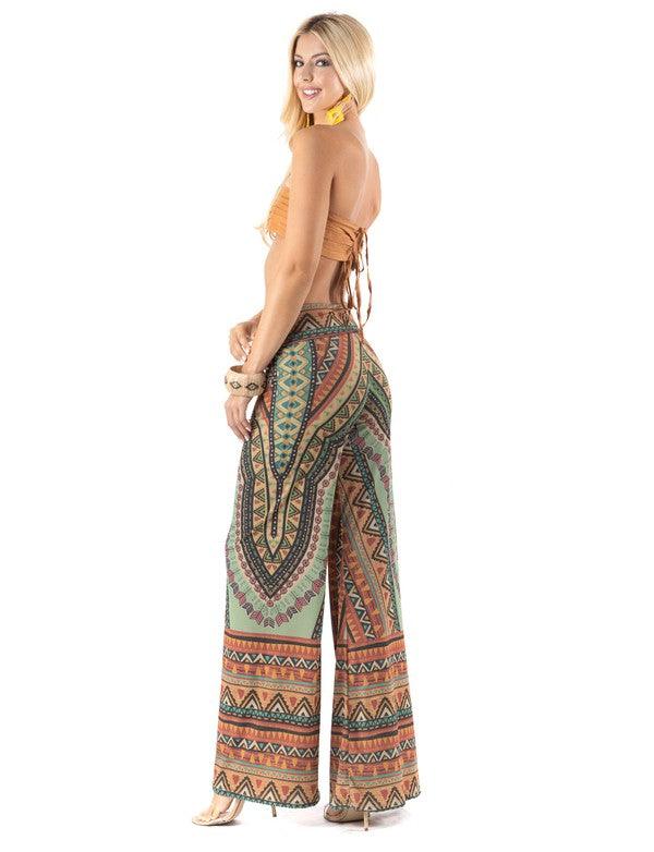 PLUS multicolor tribal print palazzo pants