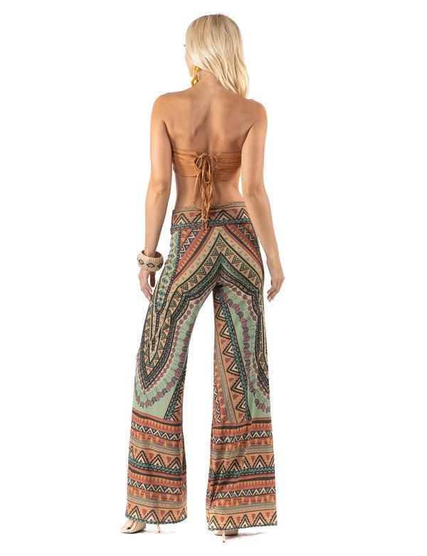 PLUS multicolor tribal print palazzo pants