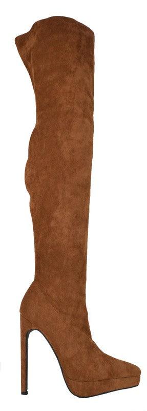 suede over the knee stiletto boot