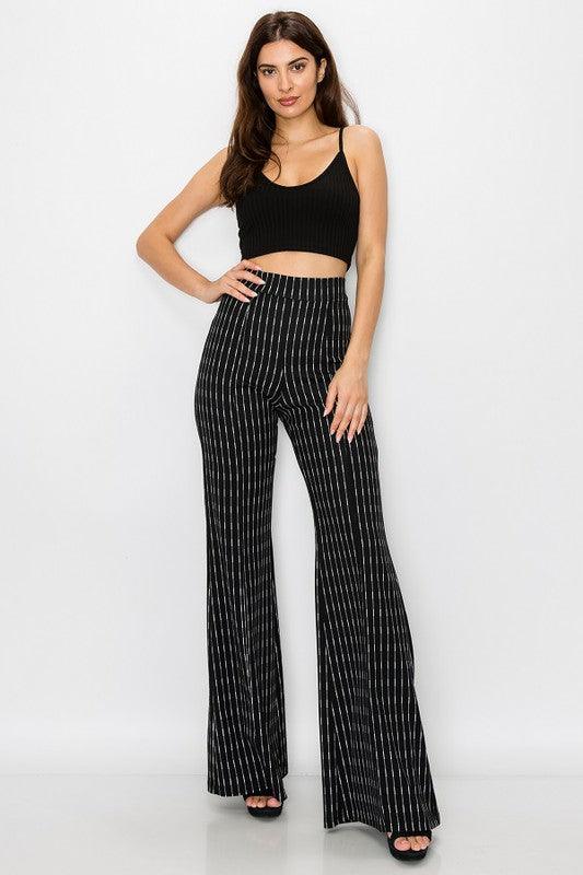 High waisted pin stripe wide leg pants