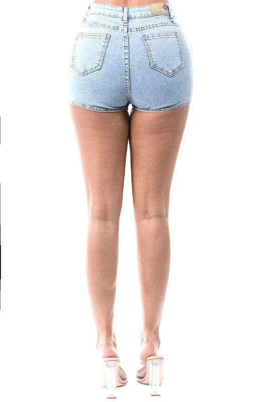 bling tassel trim jean shorts