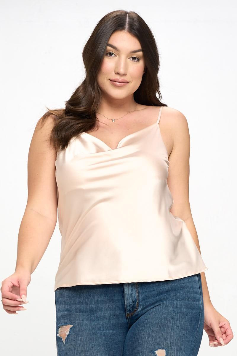 PLUS satin cowl neck cami