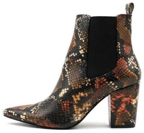 pointy toe chunky heel bootie