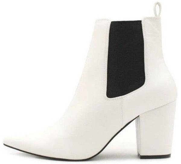 pointy toe chunky heel bootie