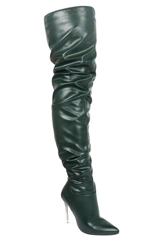 stiletto over the knee scrunch boot