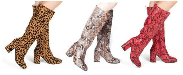 knee high block heel boots