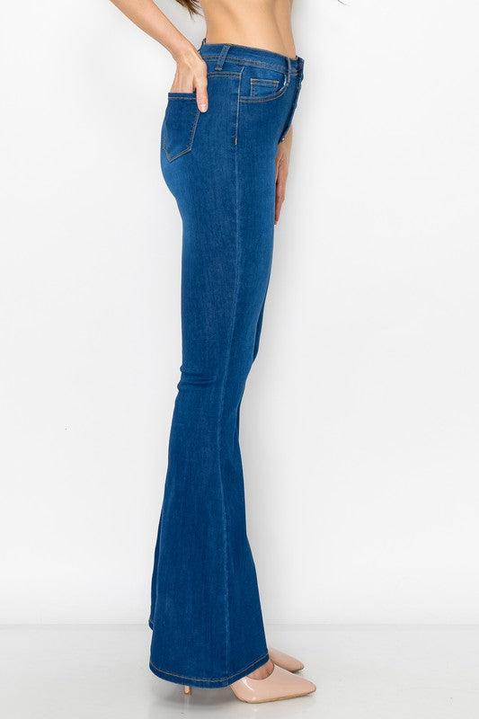 BC066 High Waist Button Flare Jeans