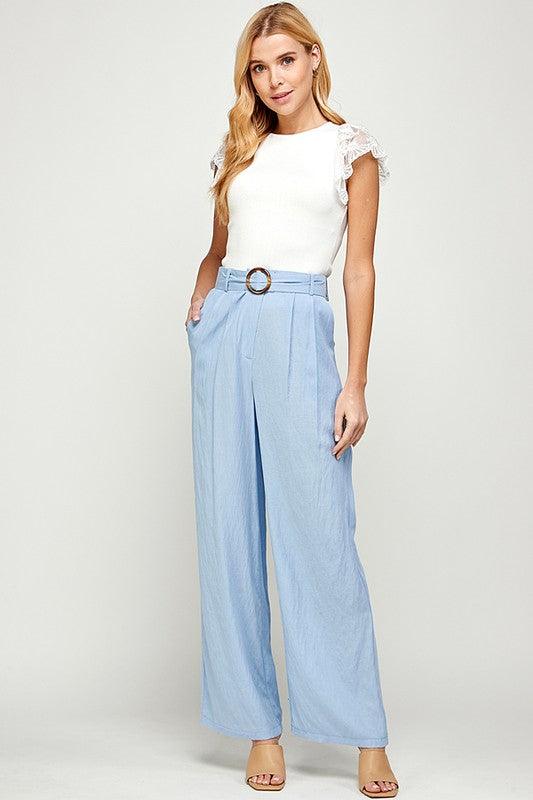 Palazzo Pants with Buckle on Belt