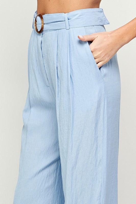 Palazzo Pants with Buckle on Belt