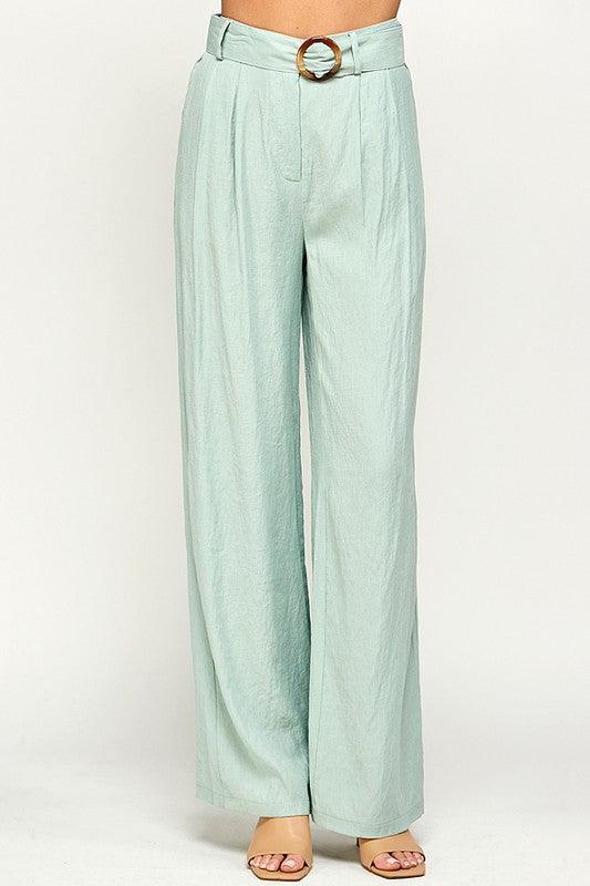 Palazzo Pants with Buckle on Belt