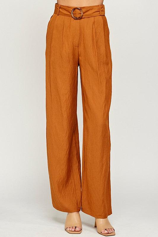 Palazzo Pants with Buckle on Belt